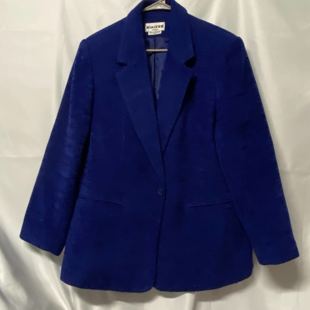 Joan Leslie Woman Blazer Jacket Blue Fully Lined Lightly Padded Shoulders 16W